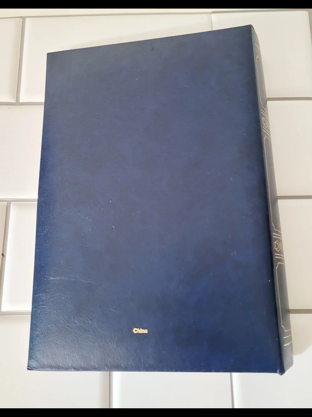 Source Unknown Navy Blue Photo Album with Gold Decorative Trim
